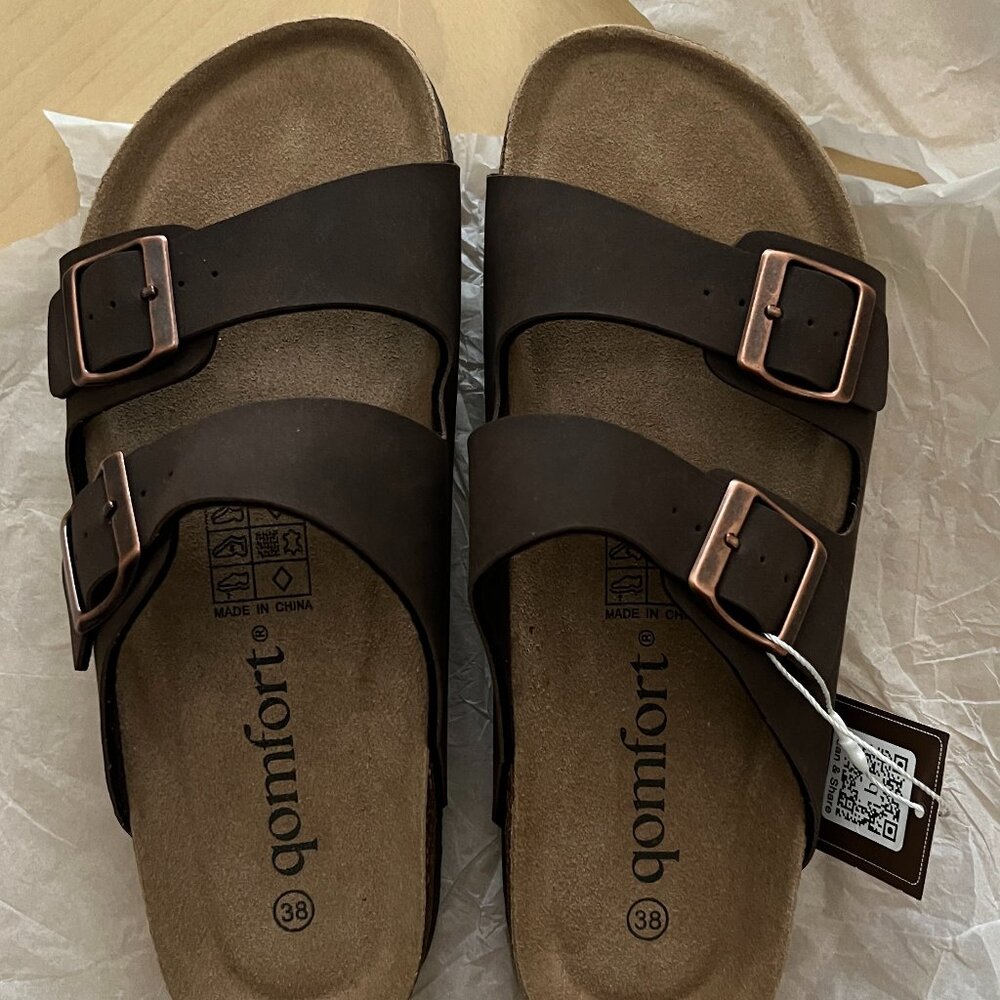 Qomfort Summer Cork Sandals - Size 38 Brown